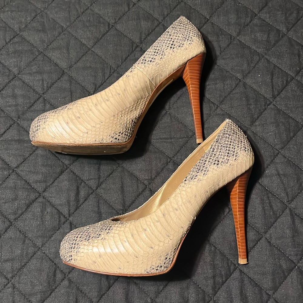 Stuart Weitzman Platform Snakeskin Leather Pump - image 2
